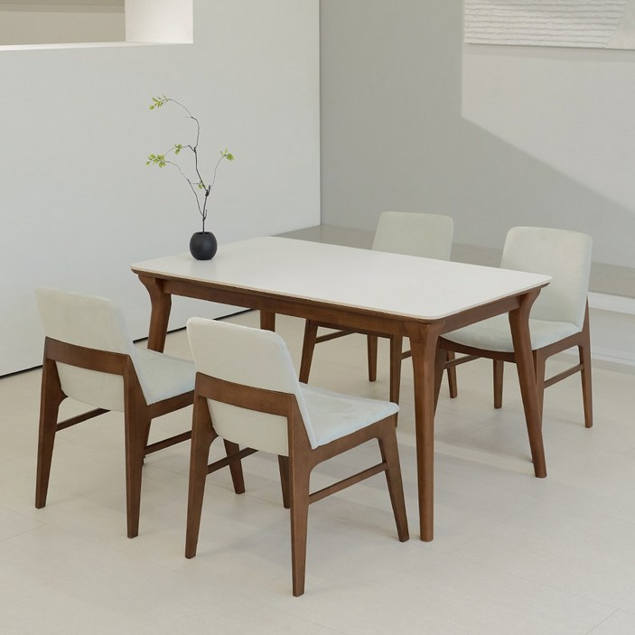 루나 포세린 세라믹 원목 4인 식탁세트 1400 의자형 IKLN1B