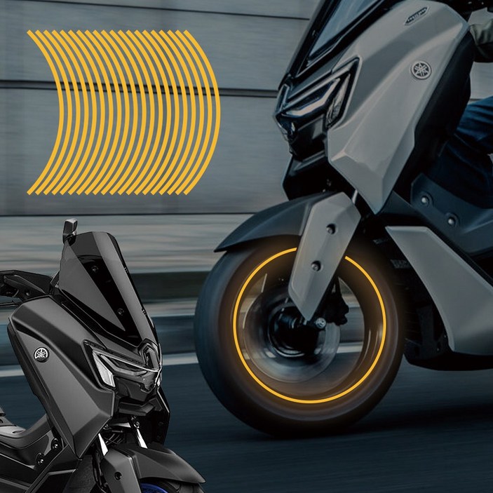 25년-26년 야마하 엔맥스125 전용 MOXI 튜닝 휠스티커 림테이프 데칼 스티커 1313, 1세트, 옐로우(Yellow)