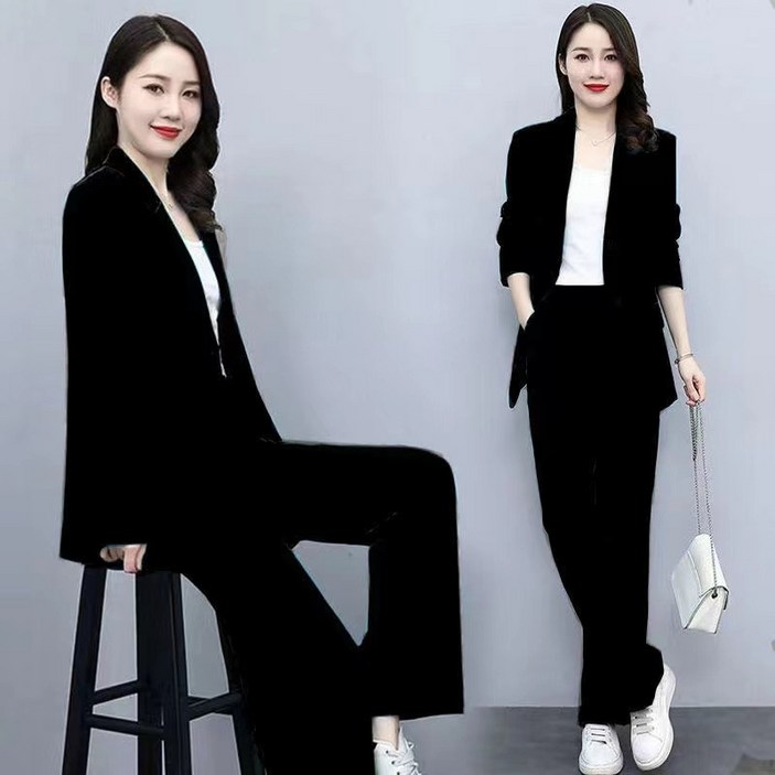 SALE-NEW 여성정장 오피스룩 세미정장 여성 정장 세트 투피스 여자정장 여성 정장 자켓 여성정장바지 세미와이드 빅사이즈여성정장 소프트 원단 6XL
