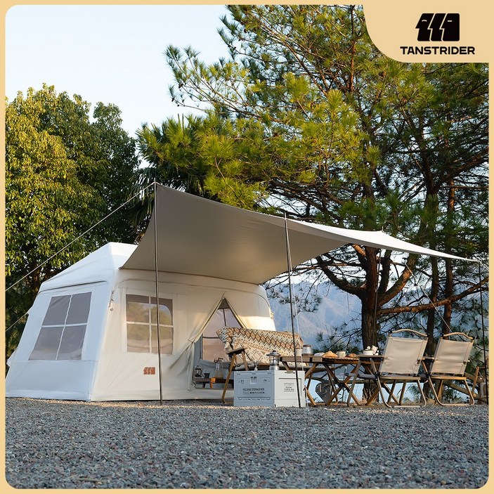 TANSTRIDER 인플레터블 캐노피 대형텐트 에어텐트 타프, 58인용, 카키
