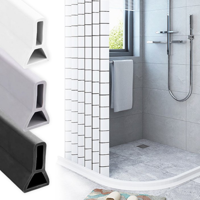 욕실칸막이 날마다직구2 물때 욕실 샤워부스 물막이 워터가드 1m x 5cm, 화이트, 1개