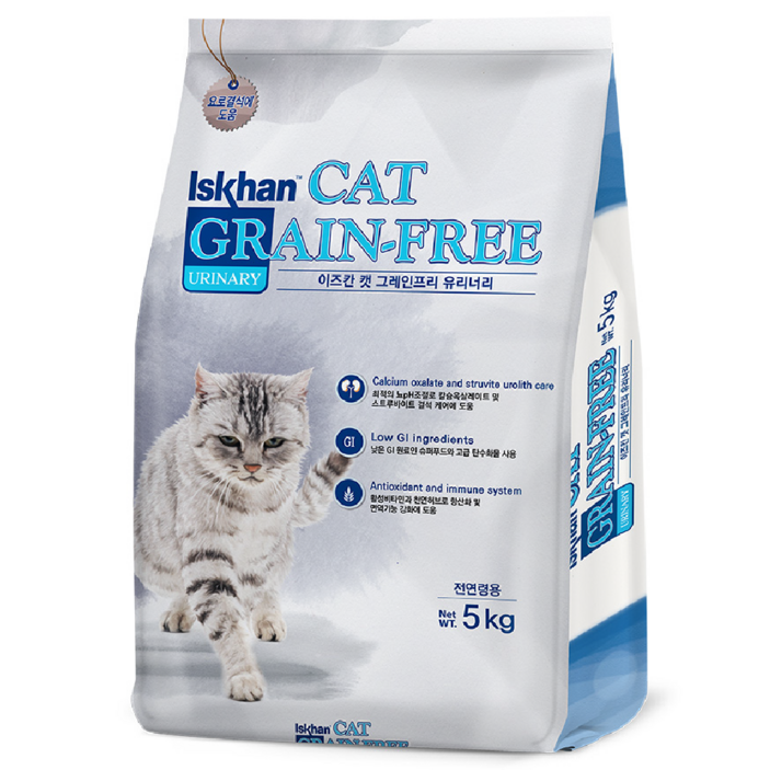 이즈칸 캣 그레인프리 기능성 사료, 유리너리헤어볼, 5kg, 1개