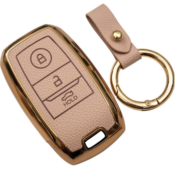 바이어블 기아 올뉴 모닝 레이 K3 호환  TPU 스마트키 가죽 TPU 케이스 키링 차 키홀더