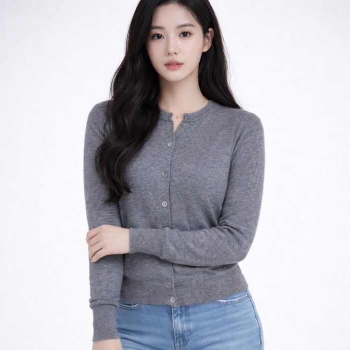 HDAON 여성 가디건 베이직 라운드 버튼 기본 가디건