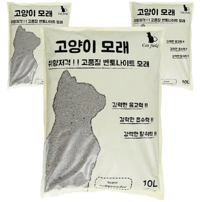 캣필드 벤토나이트 고양이모래, 6.5kg, 3개, 베이비파우더향 캣필드 벤토나이트 고양이모래, 6.5kg, 3개, 베이비파우더향