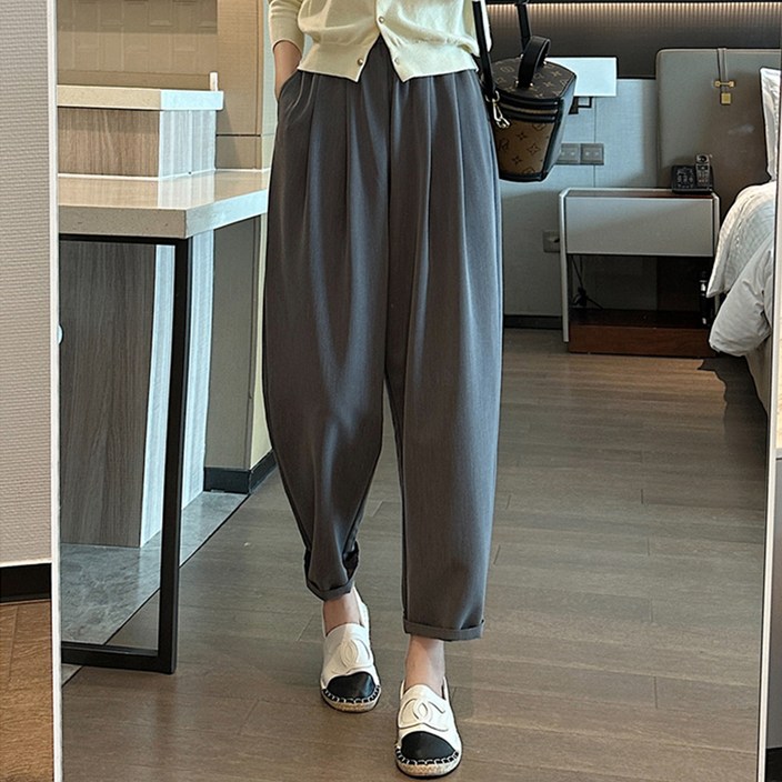 페이퍼먼츠 여성용 르세나 빅사이즈 9부 밴딩 배기 팬츠 11689