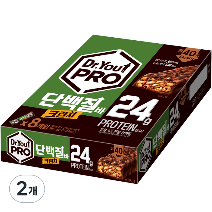 오리온 닥터유 프로 단백질바 크런치, 560g, 2개 오리온 닥터유 프로 단백질바 크런치, 560g, 2개