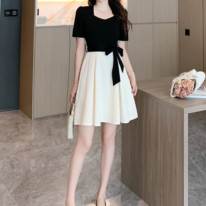 루나걸 슈로이 배색 원피스 숏