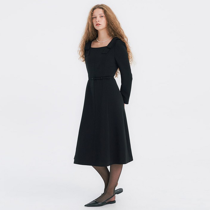 올리브데올리브 여성용 리본 장식 플레어 원피스