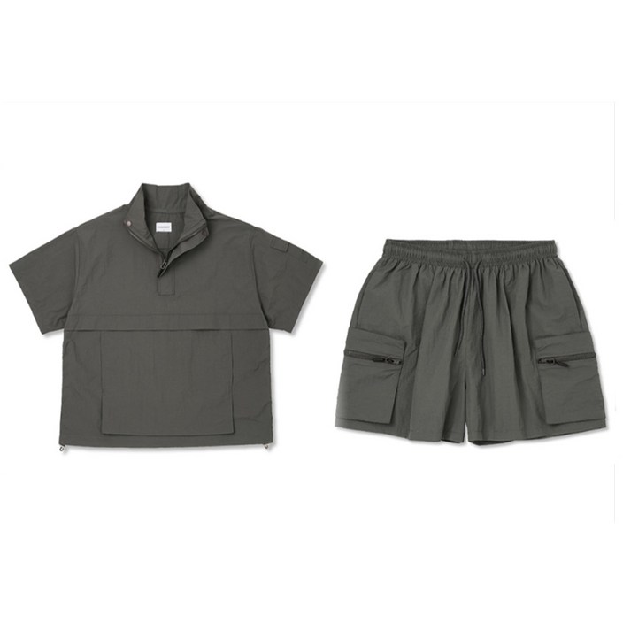 [피핀] 남녀공용 아노락 터틀넥 매쉬 카고 셋업 #CSOs-011-1