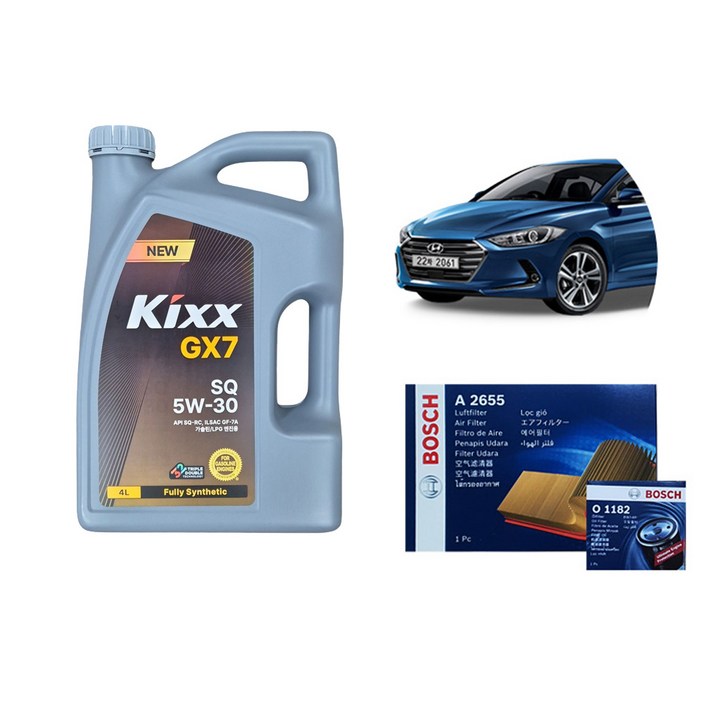 [킥스 GX7 5W30] 아반떼AD 엔진오일+에어크리너+오일필터 세트