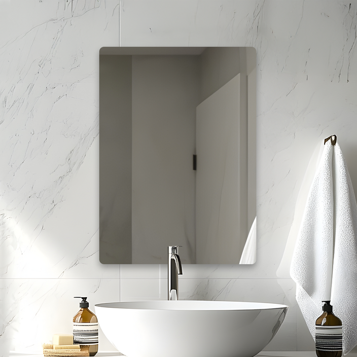 무타공 접착식 욕실거울 민자 라운드 코팅민경 화장실거울 450x600 해림