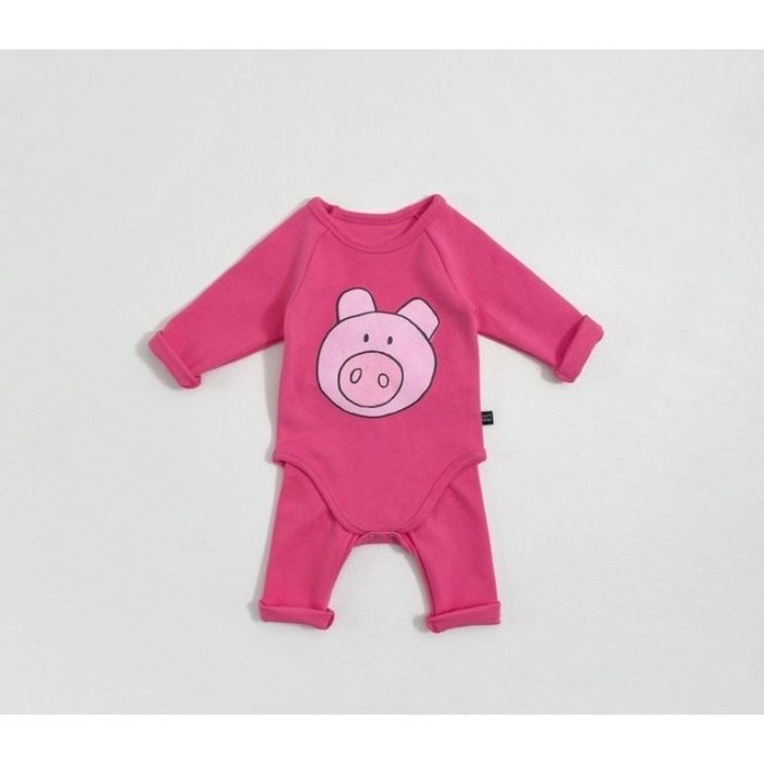 아기 슈트 여아 남아 동물농장 돼지 바디슈트