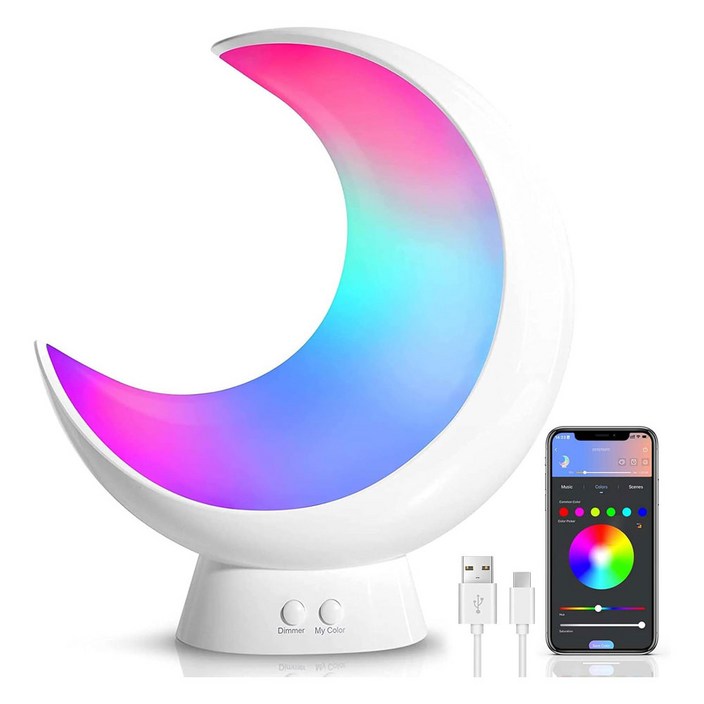 이컬러 스마트 터치 테이블 달 램프