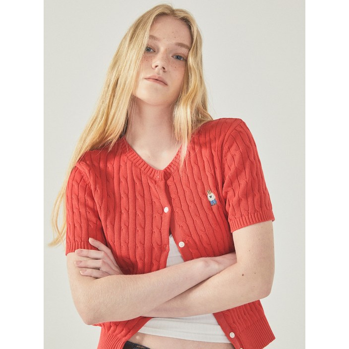 후아유 Steve Round neck Short Sleeve Cardigan WHCKF2401F_CC 2020299