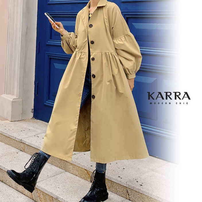 KARRA 버튼카라트렌지코트A3F0492