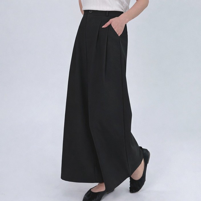 모스 투핀턱 뒷 밴딩 세미 와이드핏 코튼 슬랙스 바지