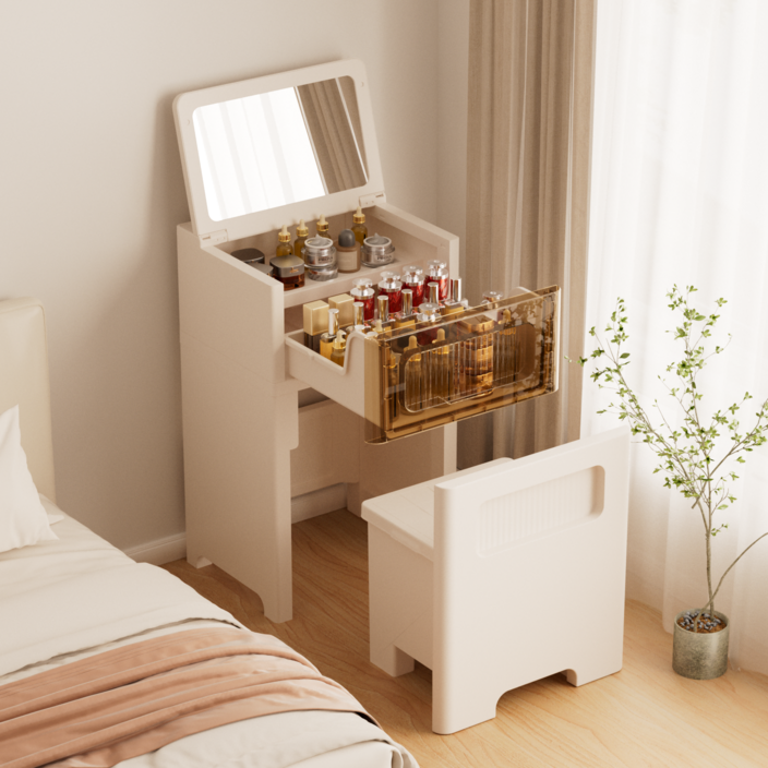 Paradoma 미니 화장대 심플 침실 친환경 소재 수납 일체형 간이 화장대 캐비닛