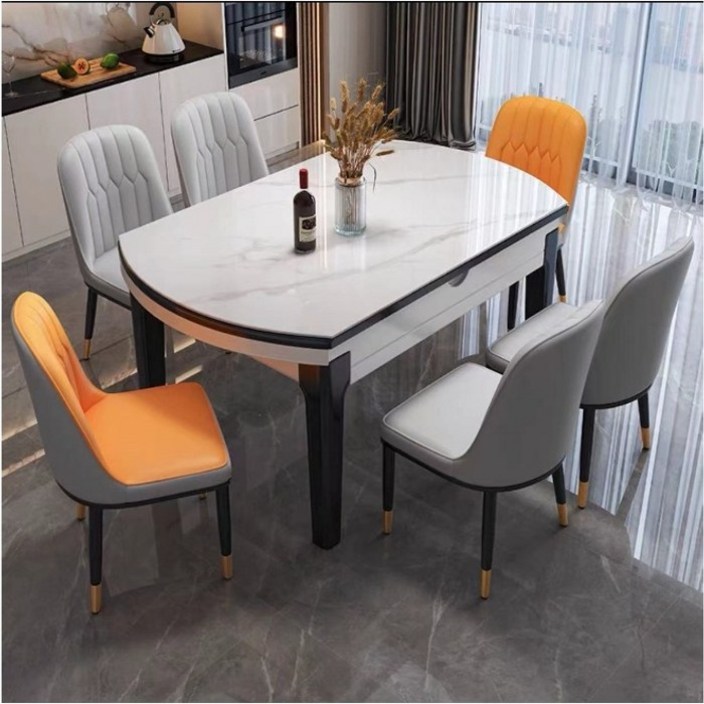 세라믹 원형식탁 4인용 6인용 접이식 확장형 식탁의자 세트 소형 아파트 식사테이블, 인덕션쿠커 1.2싱글테이블