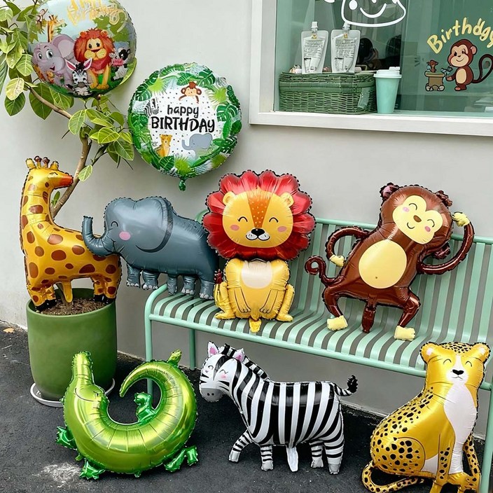 동물 사파리 풍선 9종 세트  동물 풍선 세트 세트 생일 장식 ,대형 동물 풍선  9종세트