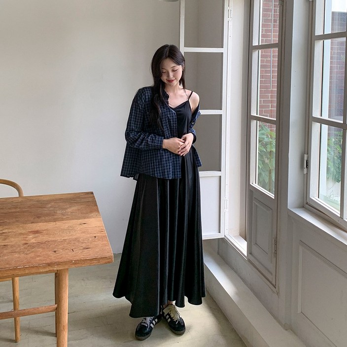 [55-110][고급미✨] 새틴 하이 퀄리티 롱 원피스 여성 빅사이즈 여자 플러스사이즈