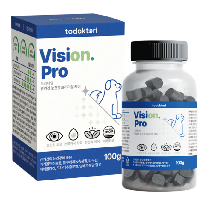 토닥토리 강아지 루테인 영양제 100정 눈건강 눈물자국 제거 간식형 전견종 ,1개