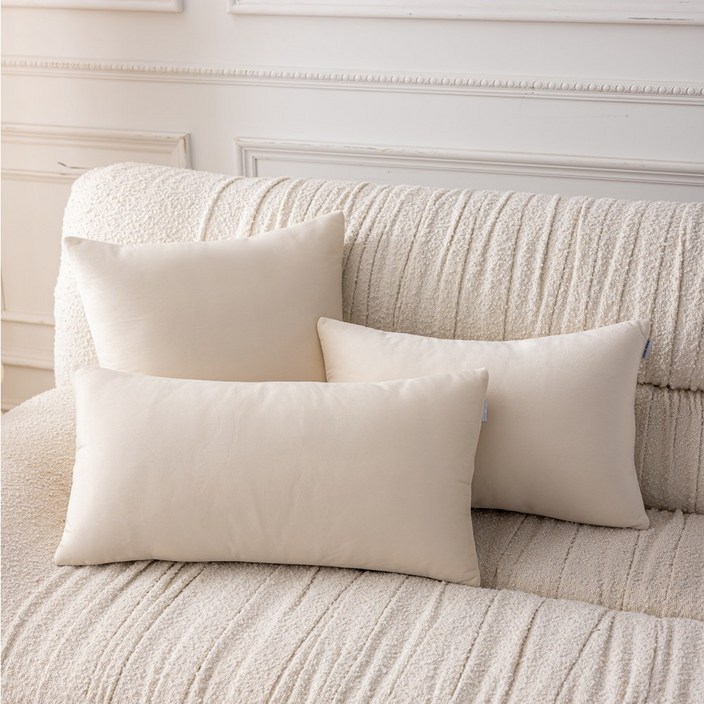 [생활방수] 커버무드 패브릭 소파 쿠션 + 솜 포함, 아이보리