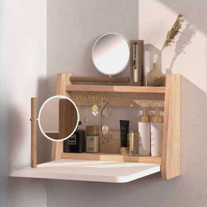 벽걸이 화장대 원룸 자취 공간활용 원목 미니 수납