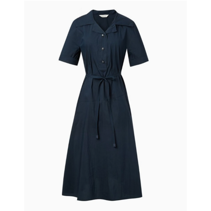 헤지스 여성용 스트랩 면혼방 반팔카라 미디 원피스