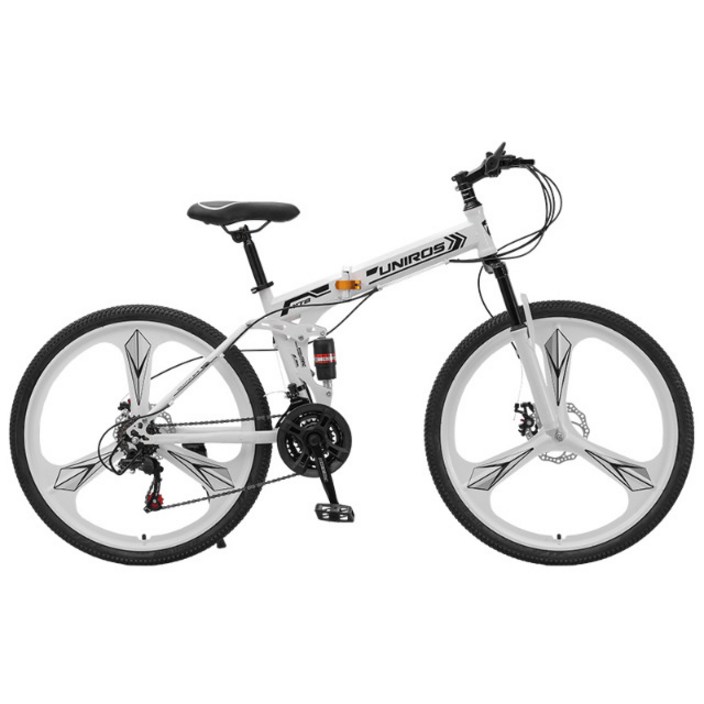 유니로스 mtb자전거 접이식자전거 입문용 산악자전거 24 26인치, 화이트블랙