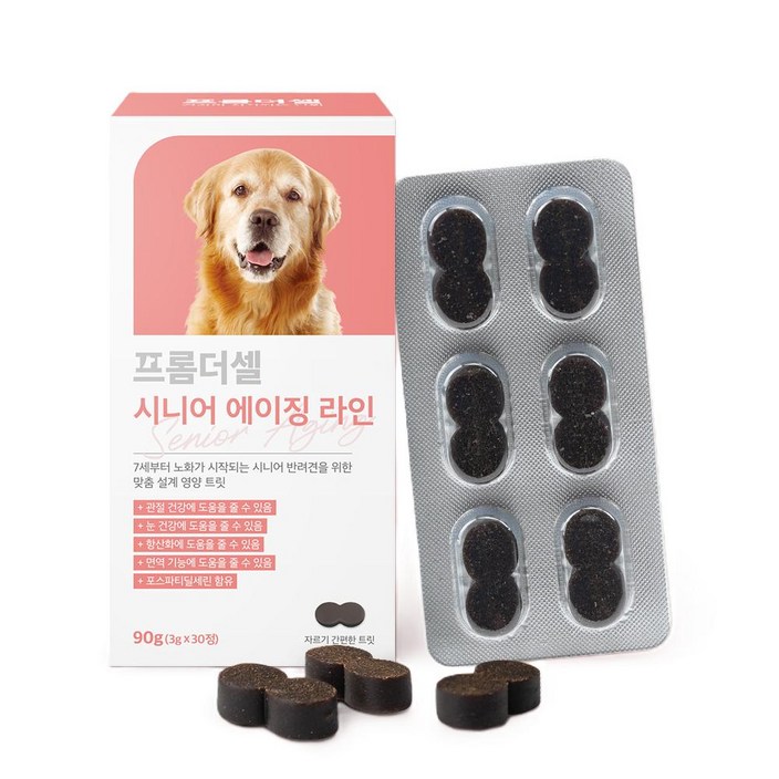 프롬더셀 강아지 노견전용 관절 피부 눈건강 백내장 치매 항산화 종합영양제, 30정, 종합영양제, 1개