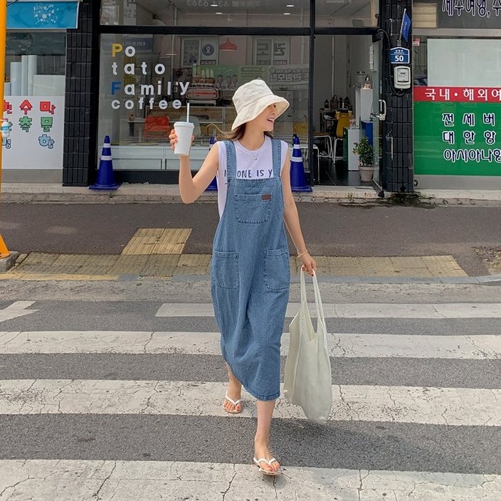 메이블루오버롤 포켓 데님원피스 마감임박!!!