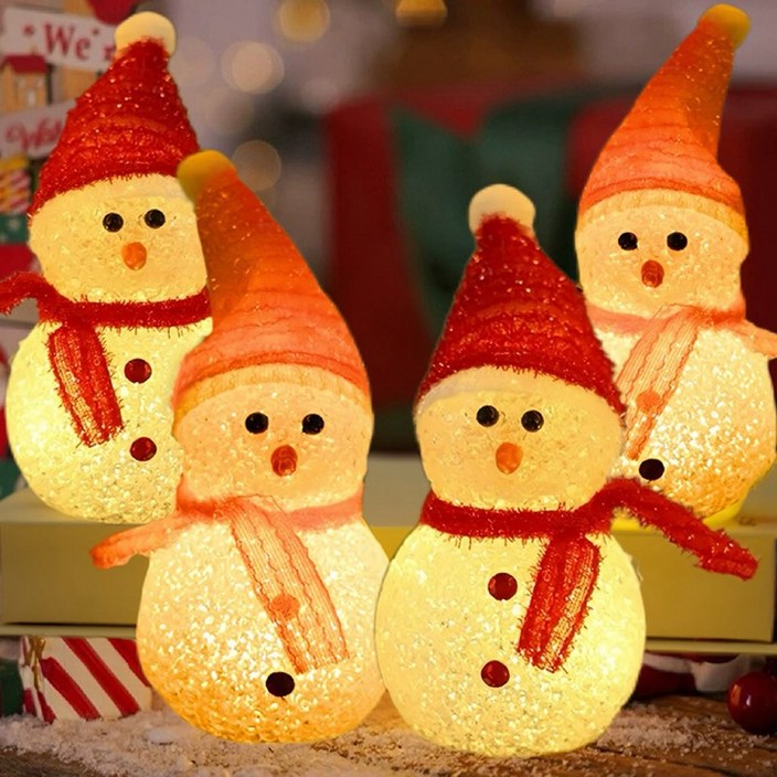 iSefoyo크리스마스 LED 장식 조명 눈사람 무드등 4개 세트 SDXR7