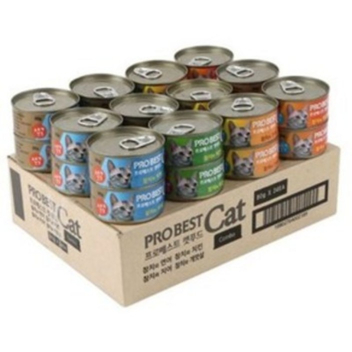 프로베스트캣 대한사료 프로베스트 캣 푸드 콤보 80g 1박스 24개입 길고양이 캔간식