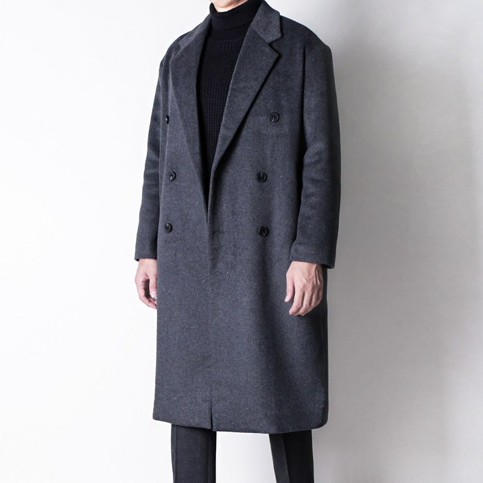 [디아웃핏] M~3XL 남자 프리미엄 리얼 울코트 로이 더블코트 고급 겨울코트 빅사이즈 캐시미어 오버핏 롱코트