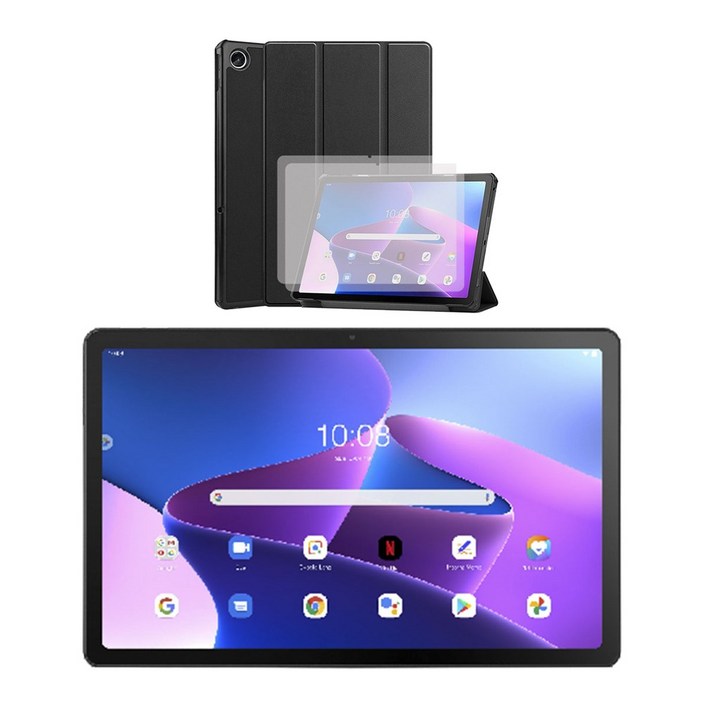 레노버 K10 프로 태블릿 10.61형 4G 2K IPS, 옥타코어, 한국어 지원 가능, 글로벌 버전 LEPOID 슬림 보호 케이스 강화 유리 화면 보호기 x 2