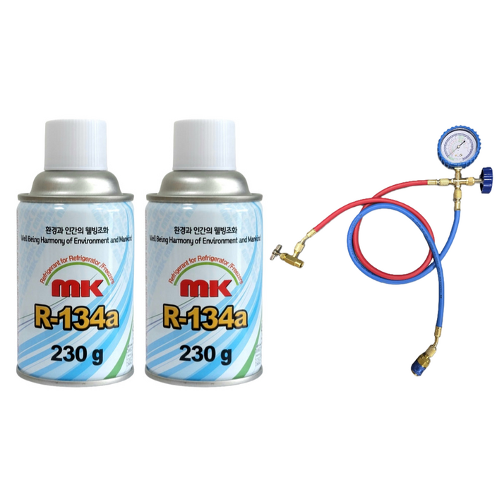 KC인증 자동차 냉매 가스 R134a mk냉매 + 충전도구 에어컨 성능향상 냉매 보충