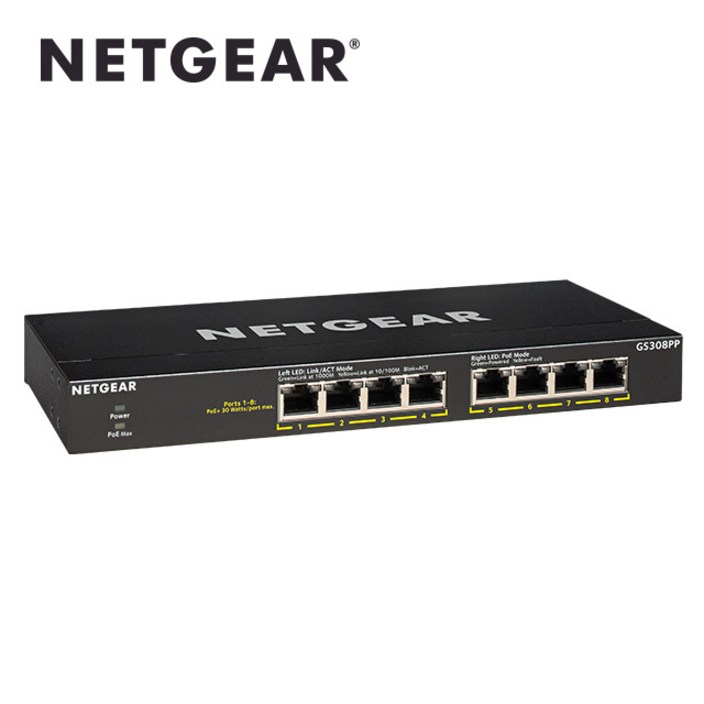 넷기어 GS308PP [1Gbps / 8Port / PoE+ / Wall or Desk Type], 1개