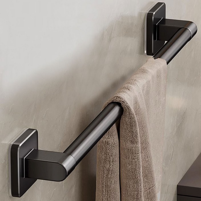 PUREGO 무타공 욕실 주방 수건걸이, 블랙60cm