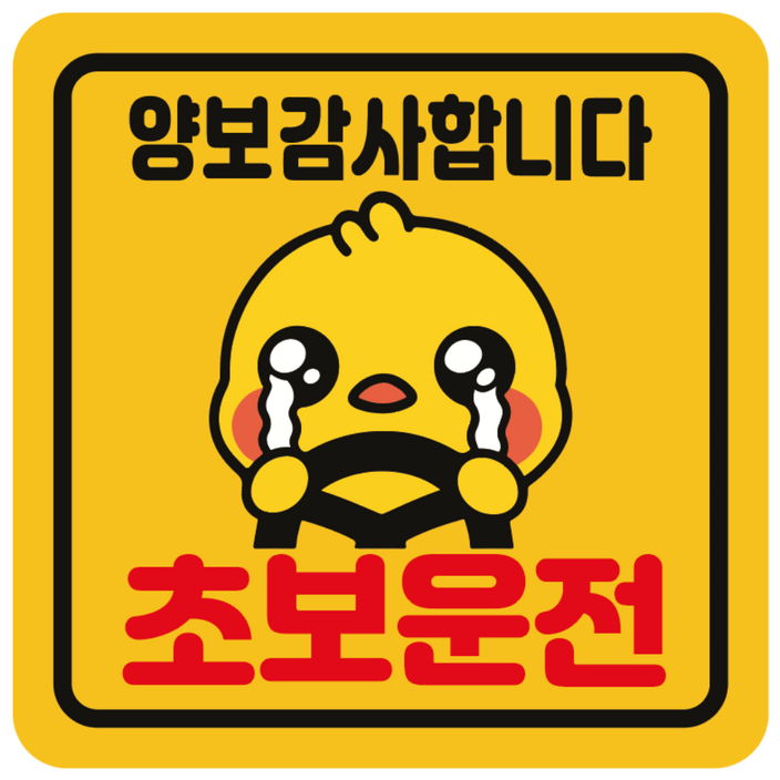 초보운전스티커 초보운전 자석스티커 아이 임산부 배려 양보 감사 자동차스티커 정사각중 동생병아리
