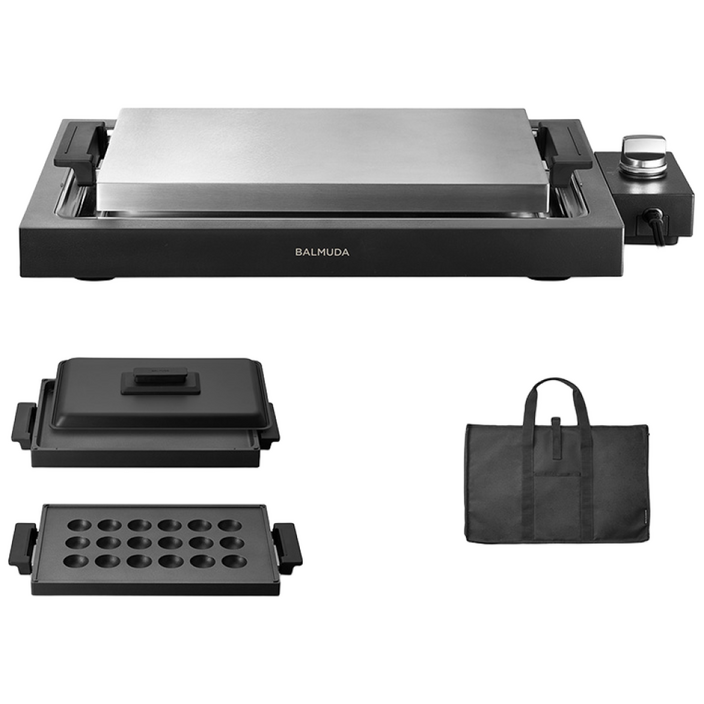 [공식수입원] 발뮤다 더 플레이트 프로(K10B-BK) 그리들&커버+타코야키플레이트 세트