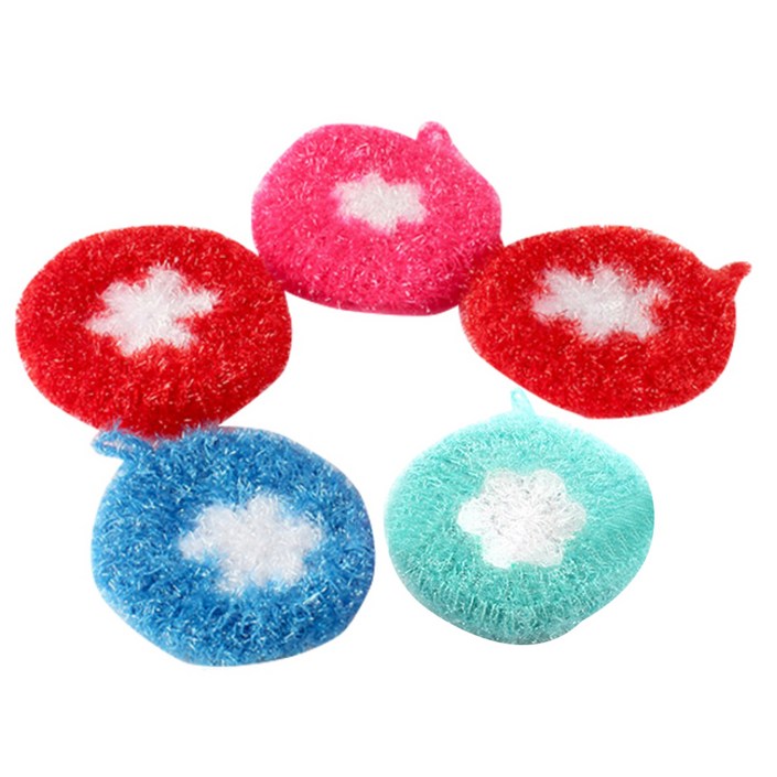 선우랜드 큐트플라워 아크릴 수세미 랜덤발송, 5개입, 1개