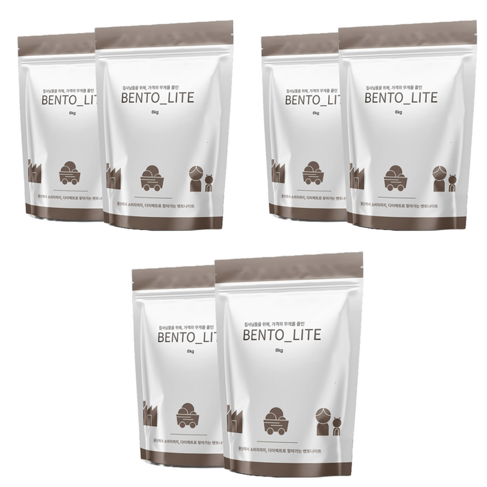 벤토라이트 고양이 모래, 6개, 6kg, 무향