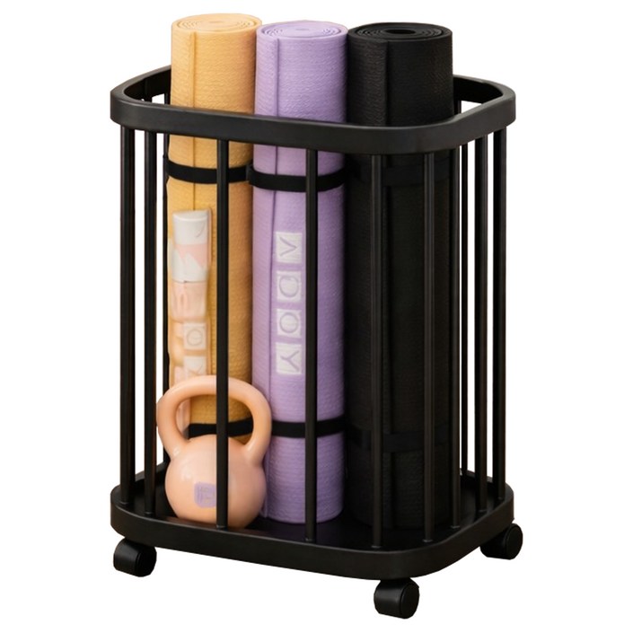 YESSURE 이동형 요가매트 빨래 바구니, 블랙, 1개