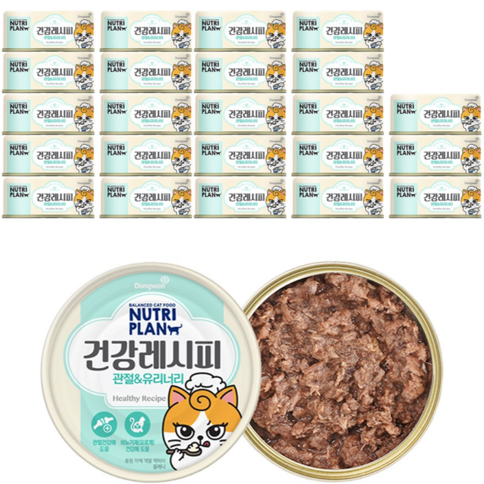 뉴트리플랜 고양이 건강 레시피 관절 간식캔, 참치, 90g, 24개