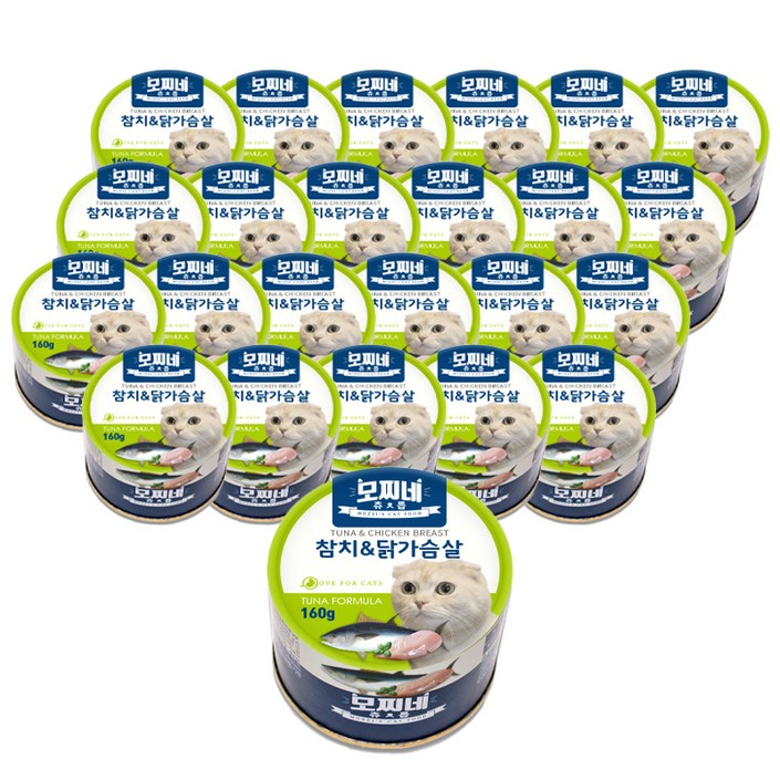 모찌네 고양이캔 츄릅 주식캔 24p, 참치 닭가슴살 혼합맛, 160g, 24개
