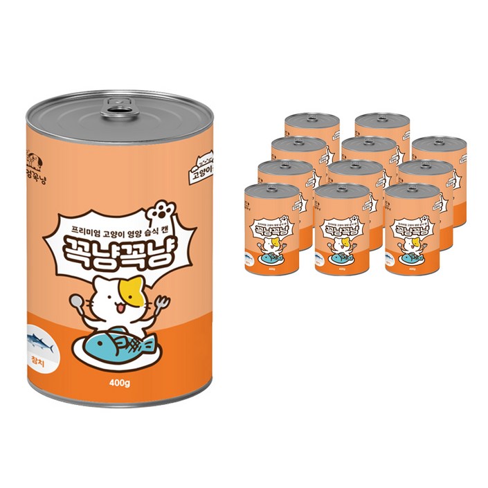 꼭냥꼭냥 고양이 전연령용 영양 습식사료, 참치, 400g, 12개