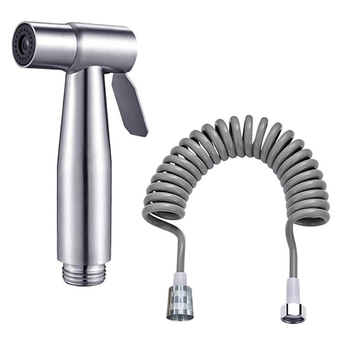 월드크린 올스텐 욕실 베란다 스프레이건  호스줄 세트, 1세트, 실버