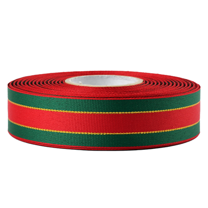 노크원 구츄리 리본 25mm, 초록  빨강, 1개, 27m