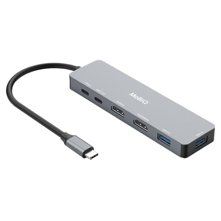 모비큐 C타입 듀얼 HDMI 6 in 1 USB A+C 충전 지원 멀티허브 EM-62HP